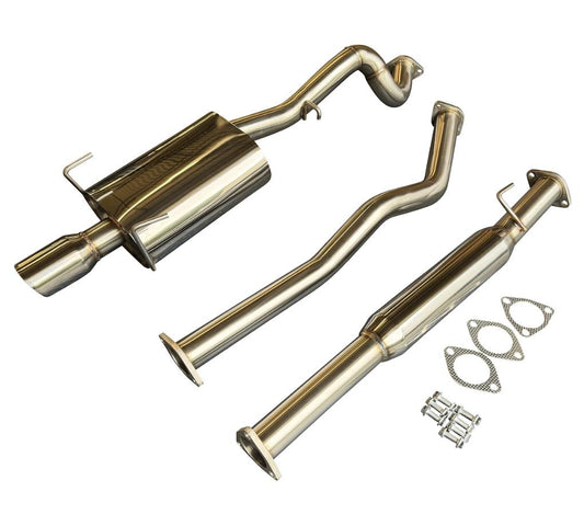 Stainless steel 2.5-inch exhaust system with muffler for 97-01 Honda CRV, CR-V, by JackSpania Racing, showing the exhaust pipes and muffler.