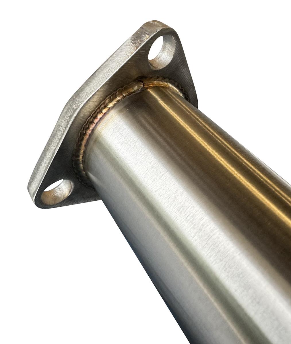 Stainless steel 2.5-inch exhaust system muffler and catback for 97-01 Honda CRV by JackSpania Racing, showing the exhaust pipes and muffler.