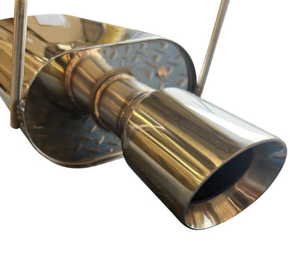 Stainless steel 2.5-inch exhaust system muffler for 97-01 Honda CRV, CR-V exhaust parts by JackSpania Racing with polished finish