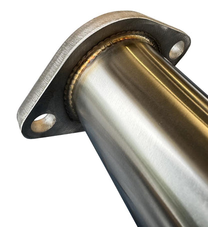 Stainless steel 2.5-inch exhaust system muffler for 97-01 Honda CRV, CR-V model, by JackSpania Racing, showing the muffler and pipes.