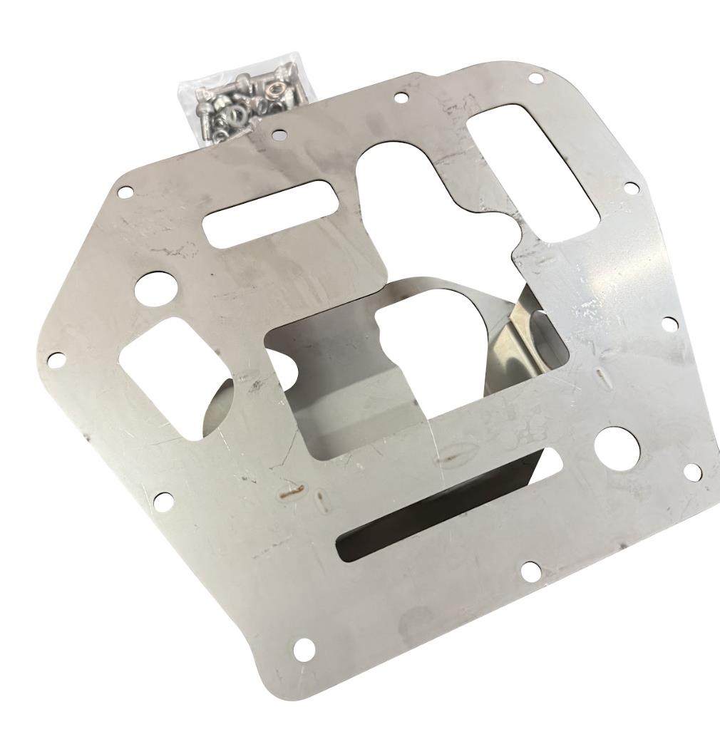 Oil pan baffle plate kit for Toyota GR86 and Subaru BRZ FA24 2.4L engine, made by JackSpania Racing, installed in engine compartment.