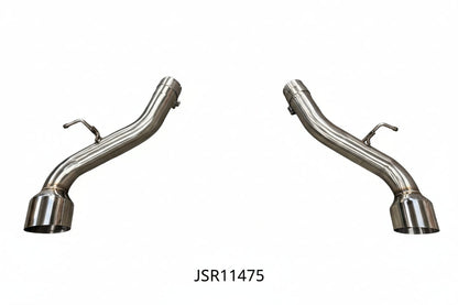 Stainless steel axle back exhaust system for Toyota Supra GR A90, featuring muffler pipe, by JackSpania Racing, made of 304 stainless steel.