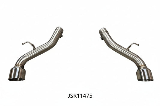 Stainless steel axle back exhaust system for Toyota Supra GR A90, featuring muffler pipe, by JackSpania Racing, made of 304 stainless steel.