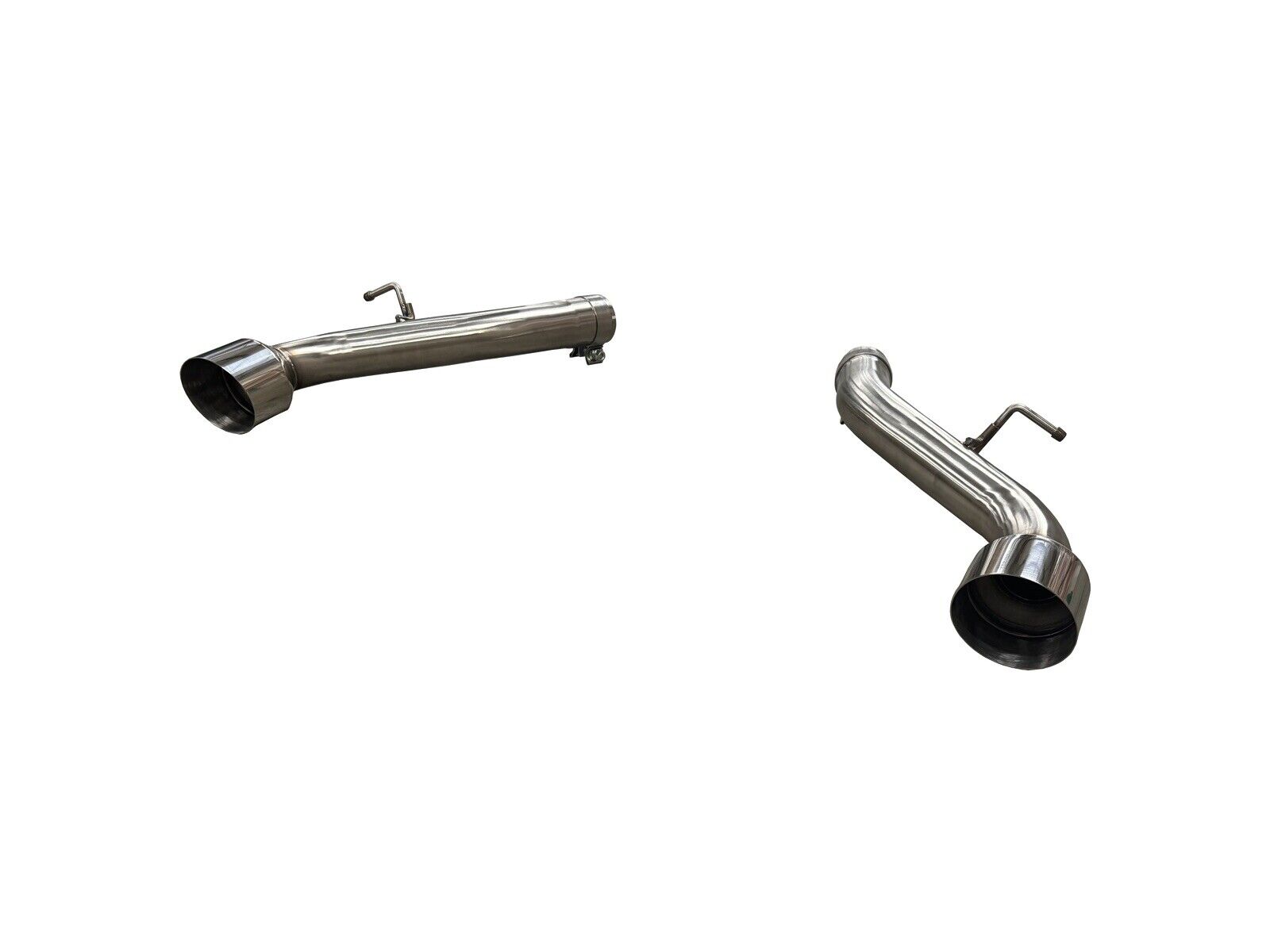Stainless steel axle back exhaust for Toyota Supra GR A90 with muffler pipe by JackSpania Racing, showcasing the sleek exhaust tips and pipe.