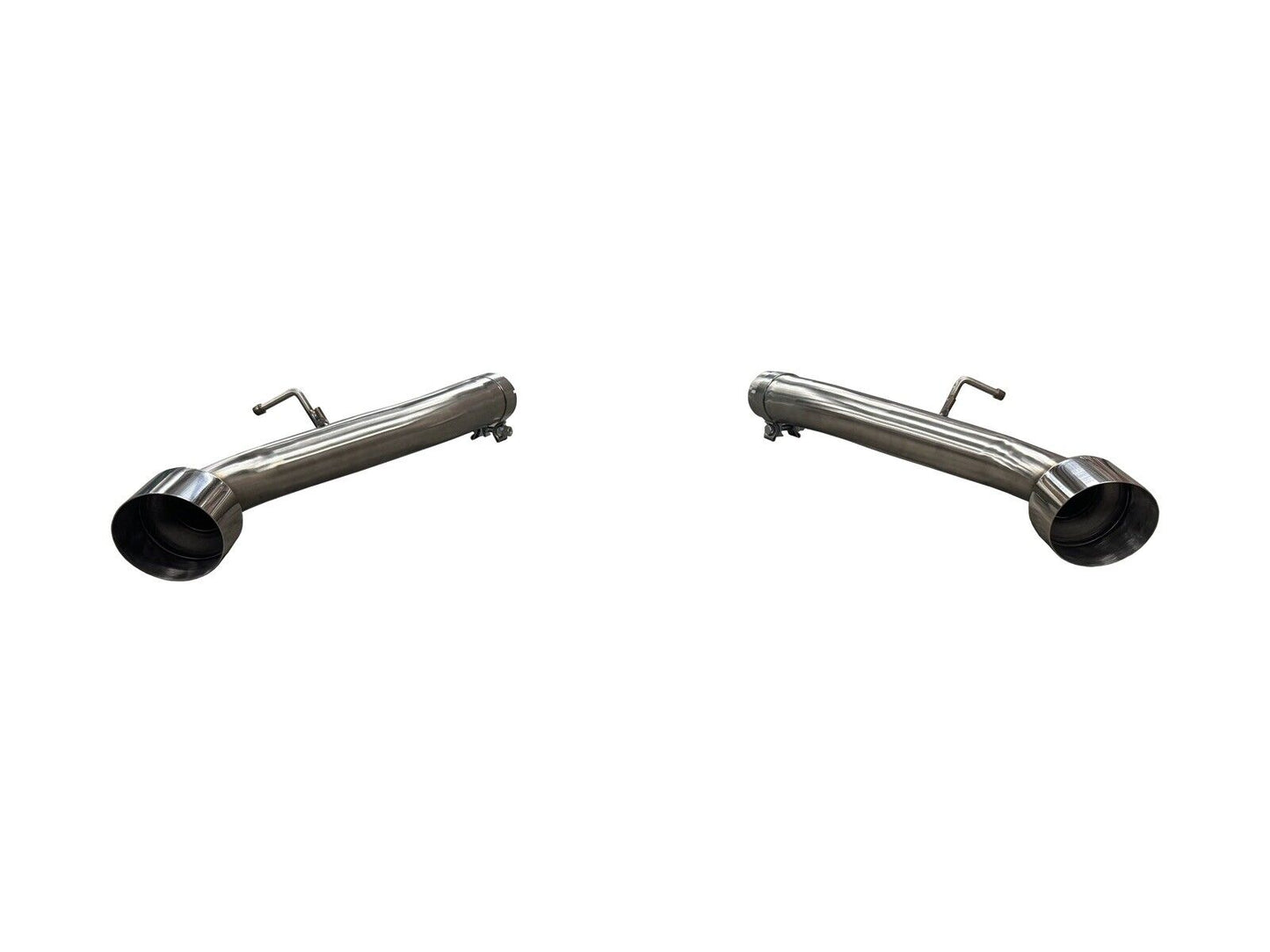 Stainless steel axle back exhaust system for Toyota Supra GR A90 by JackSpania Racing, featuring muffler pipe and polished 304 stainless steel.
