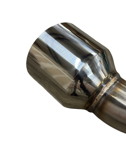 Stainless steel axle back exhaust system for Toyota Supra GR A90 by JackSpania Racing, featuring muffler pipe and polished finish.