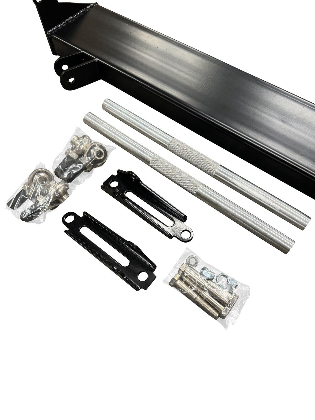 JackSpania Racing traction bar weight plate for Honda Civic 92-01 and Acura Integra EG EK DC suspension parts, shown on vehicle.