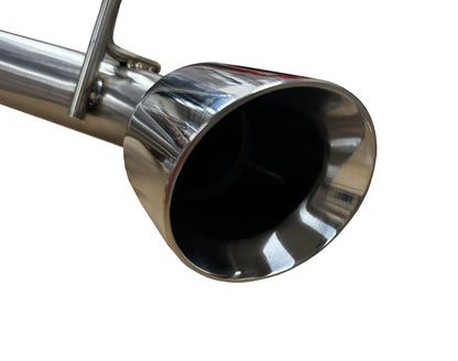 Stainless steel axle back exhaust for Nissan 370Z Z34 2009-2021, by JackSpania Racing, showing polished exhaust tips and piping.