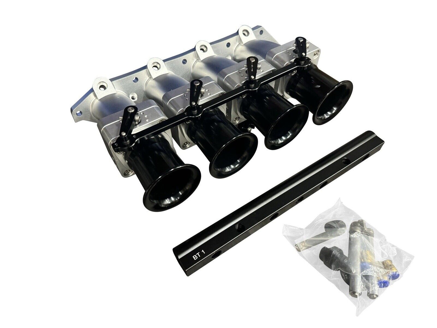 JackSpania Racing B Series Billet 50mm ITB intake manifold with individual throttle bodies for B18C1 P72 engine, engine parts.