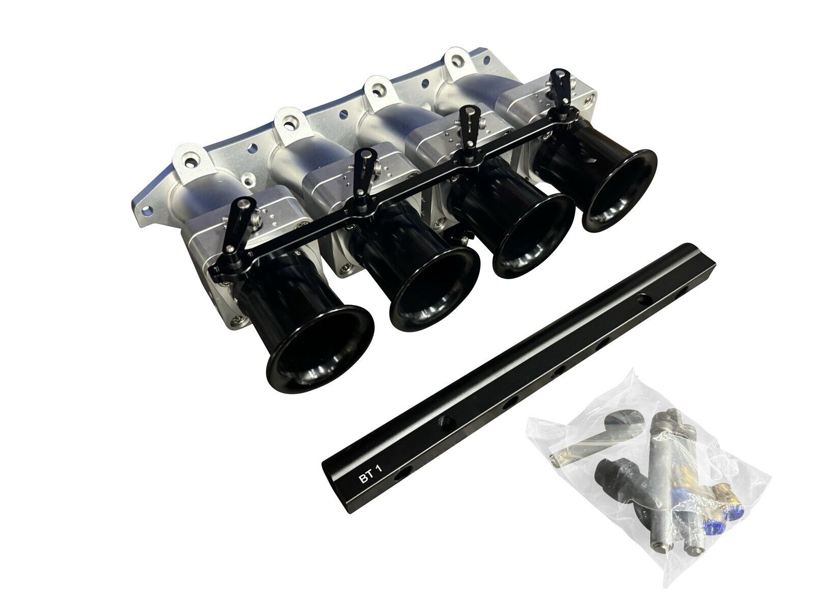 JackSpania Racing B Series Billet 50mm ITB intake manifold with individual throttle bodies for B18C1 P72 engine, engine parts.