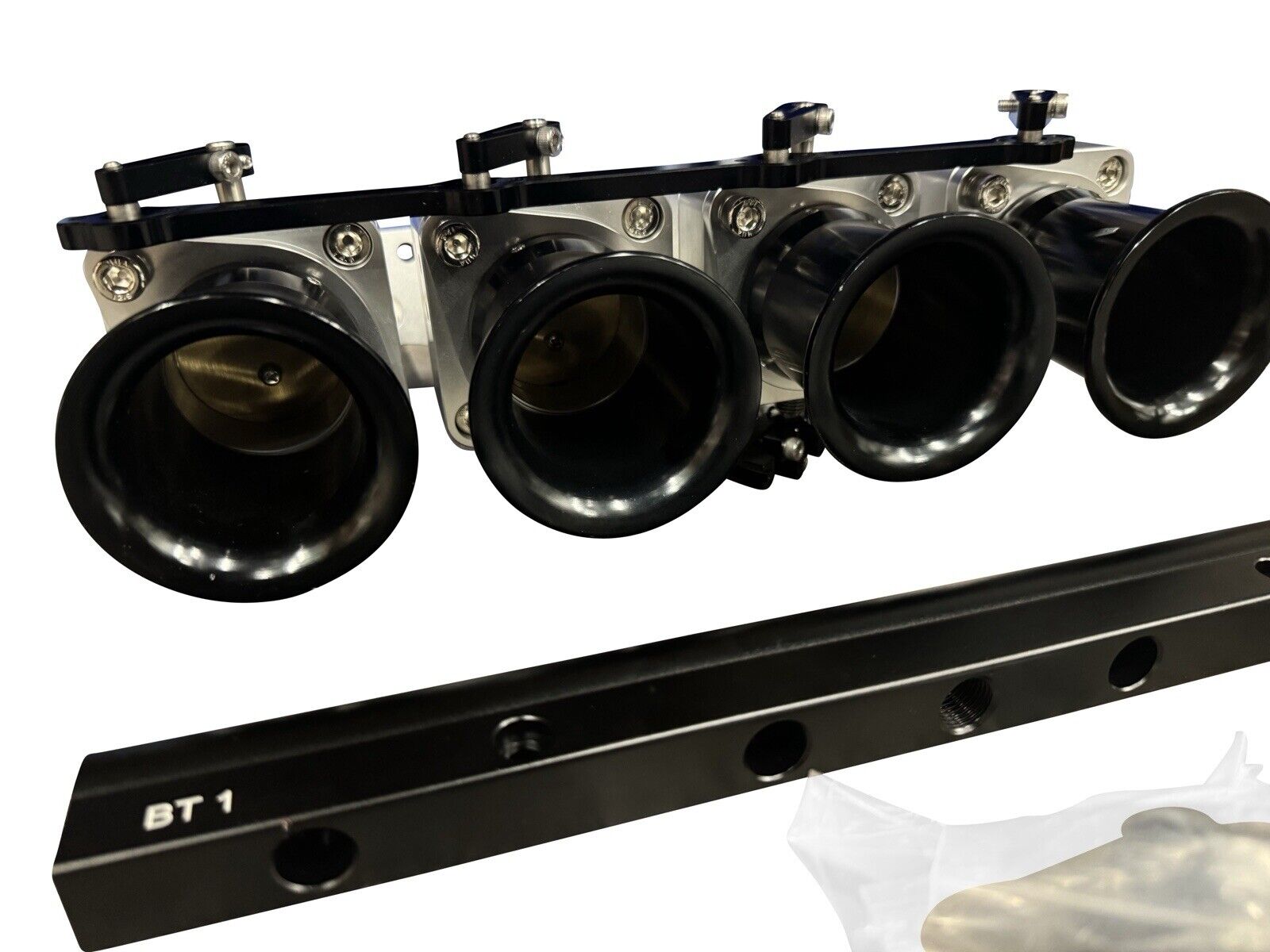 JackSpania Racing B Series Billet 50mm ITB intake manifold with individual throttle bodies for B18C1 P72 engine.