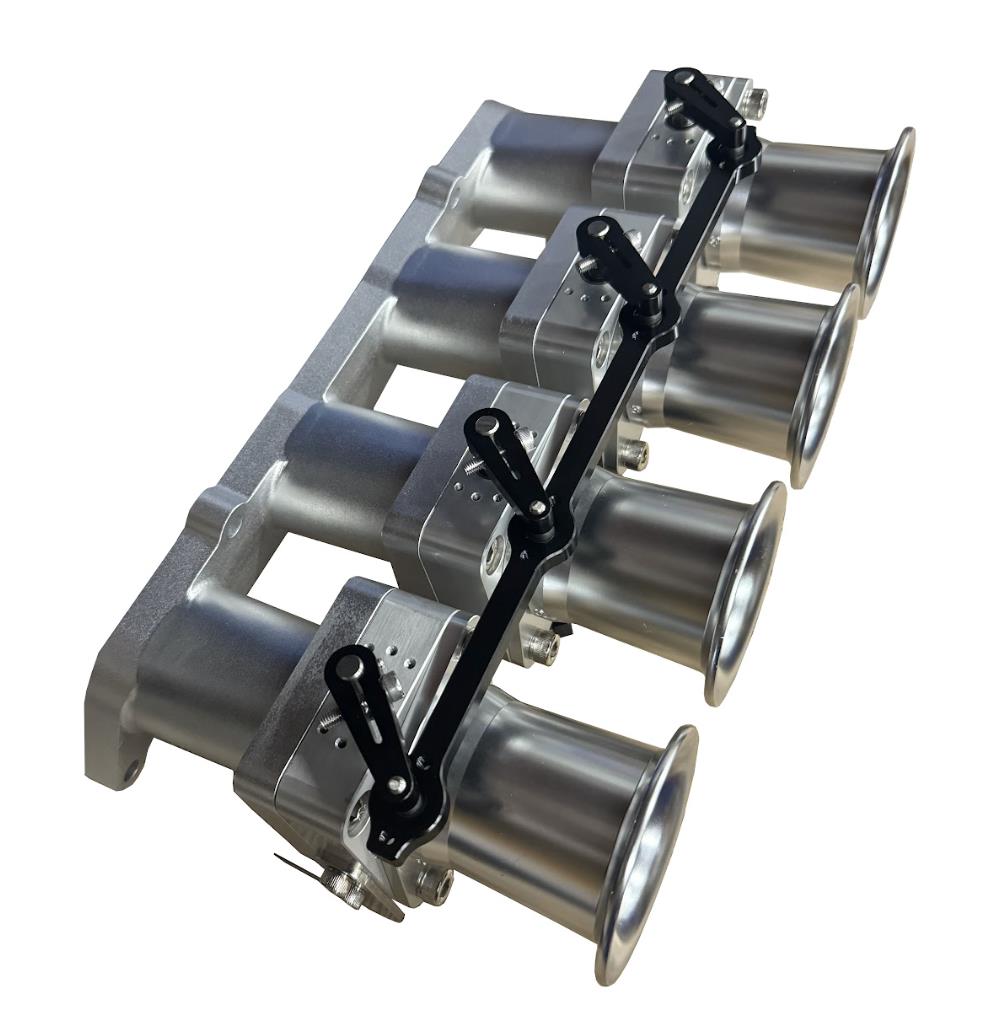JackSpania Racing 3SGE Beams 50mm ITB intake manifold with CNC throttle bodies, engine part for high-performance automotive tuning.