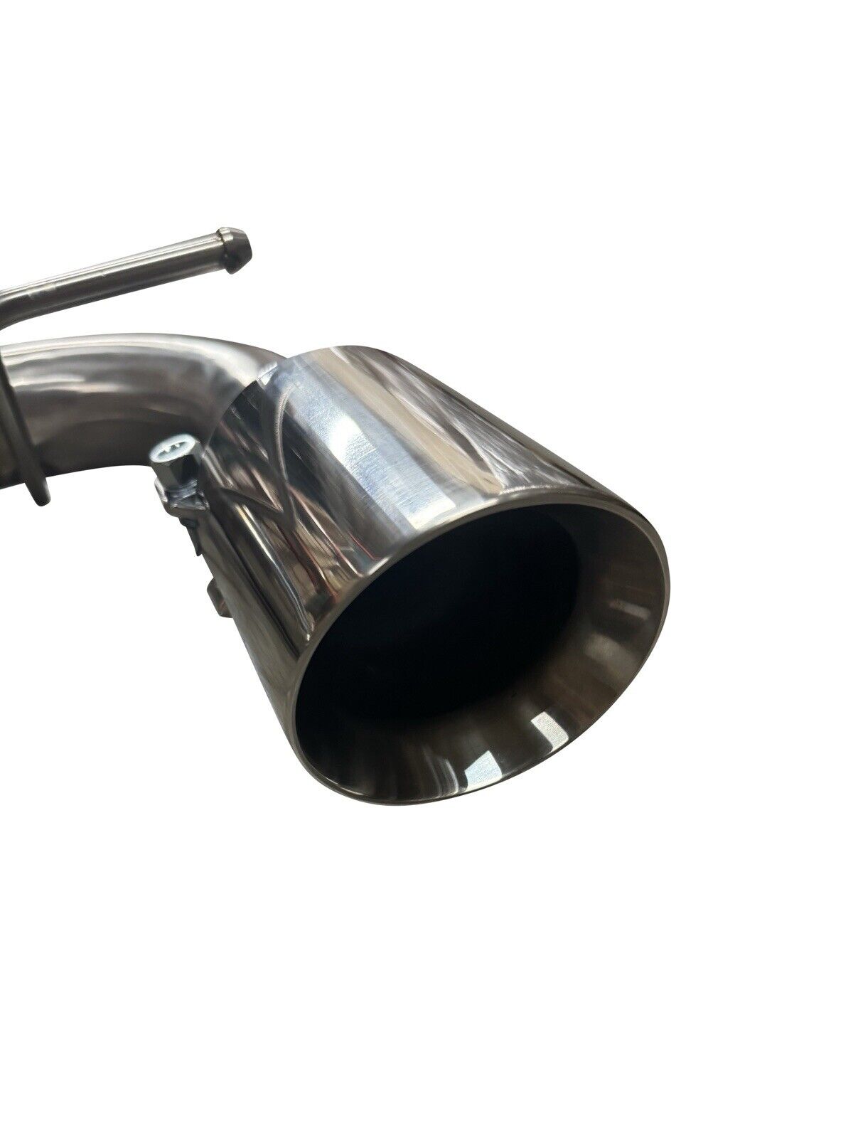 Polished Volkswagen Golf GTi 2.0T MK6 exhaust system by JackSpania Racing, turbo compatible, shown from side view