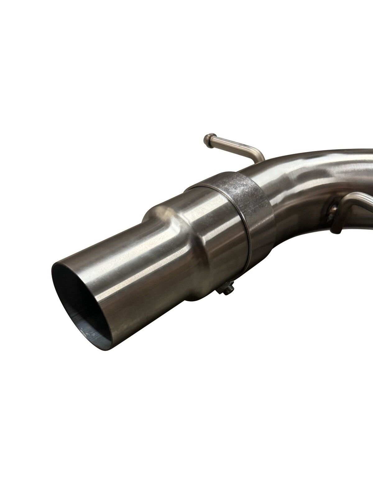 Polished JackSpania Racing exhaust system for Volkswagen Golf GTi 2.0T MK6 MKVI 2009-2014, showing the polished metal finish and exhaust tips.
