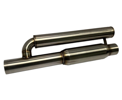 JackSpania Racing 2.5" and 3" Helmholtz style resonator muffler with wave cut design for ultra-quiet exhaust pipes, made of 304 stainless steel.