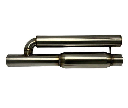 JackSpania Racing 2.5" and 3" Helmholtz style resonator muffler with wave cut design, durable 304 stainless steel exhaust part