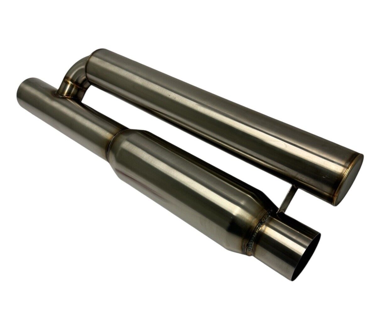 JackSpania Racing 2.5" 3" Inch Helmholtz Resonator Muffler with wave cut design for ultra-quiet exhaust system, made of 304 stainless steel.