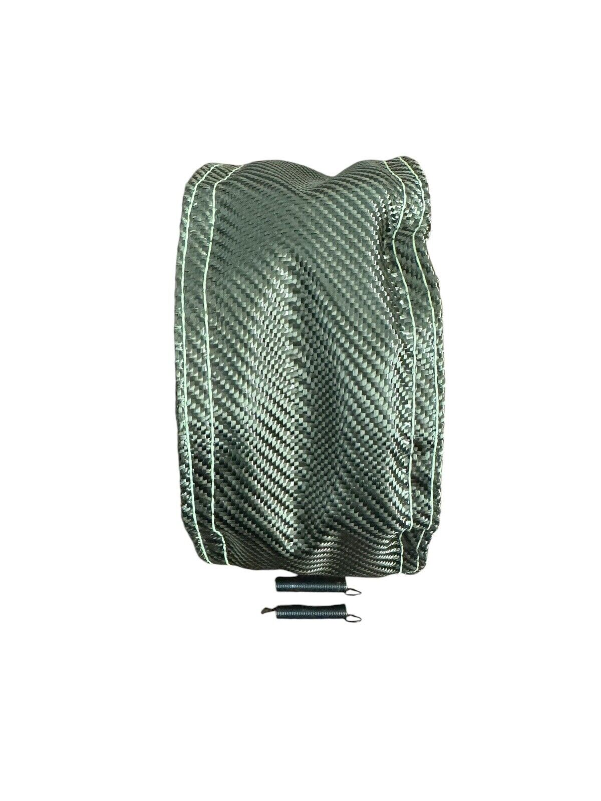 JackSpania Racing T4 Titanium Fiber Turbo Blanket heat shield wrapped around a turbocharger for engine protection and heat management.