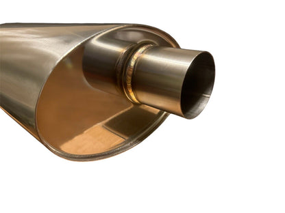 JackSpania Racing dual wall short tip muffler with 2.5-inch inlet and 3.5-inch outlet for EG and EK exhaust systems