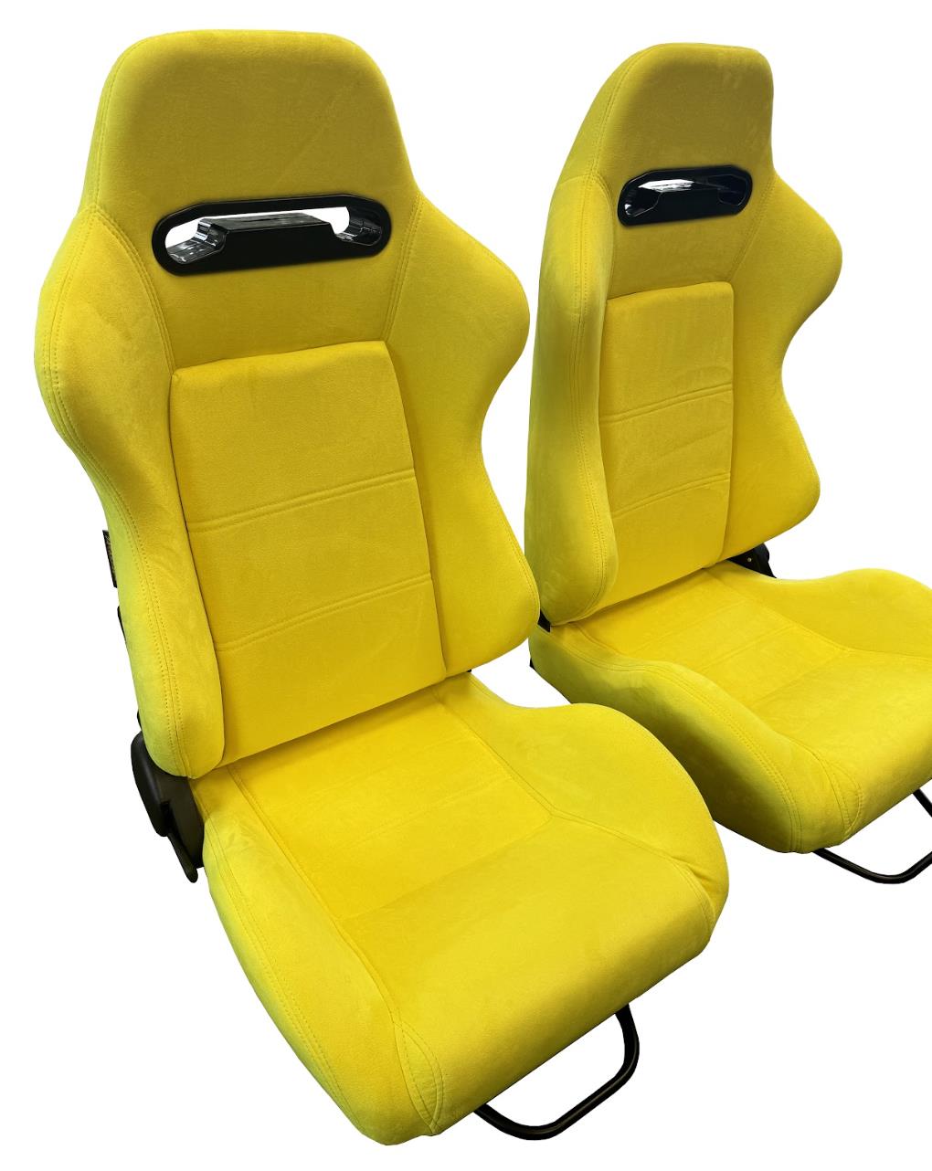 Reclinable slider seat for Recaro SR3 style Civic Integras, JackSpania Racing drivetrain parts, shown in black with adjustable features.