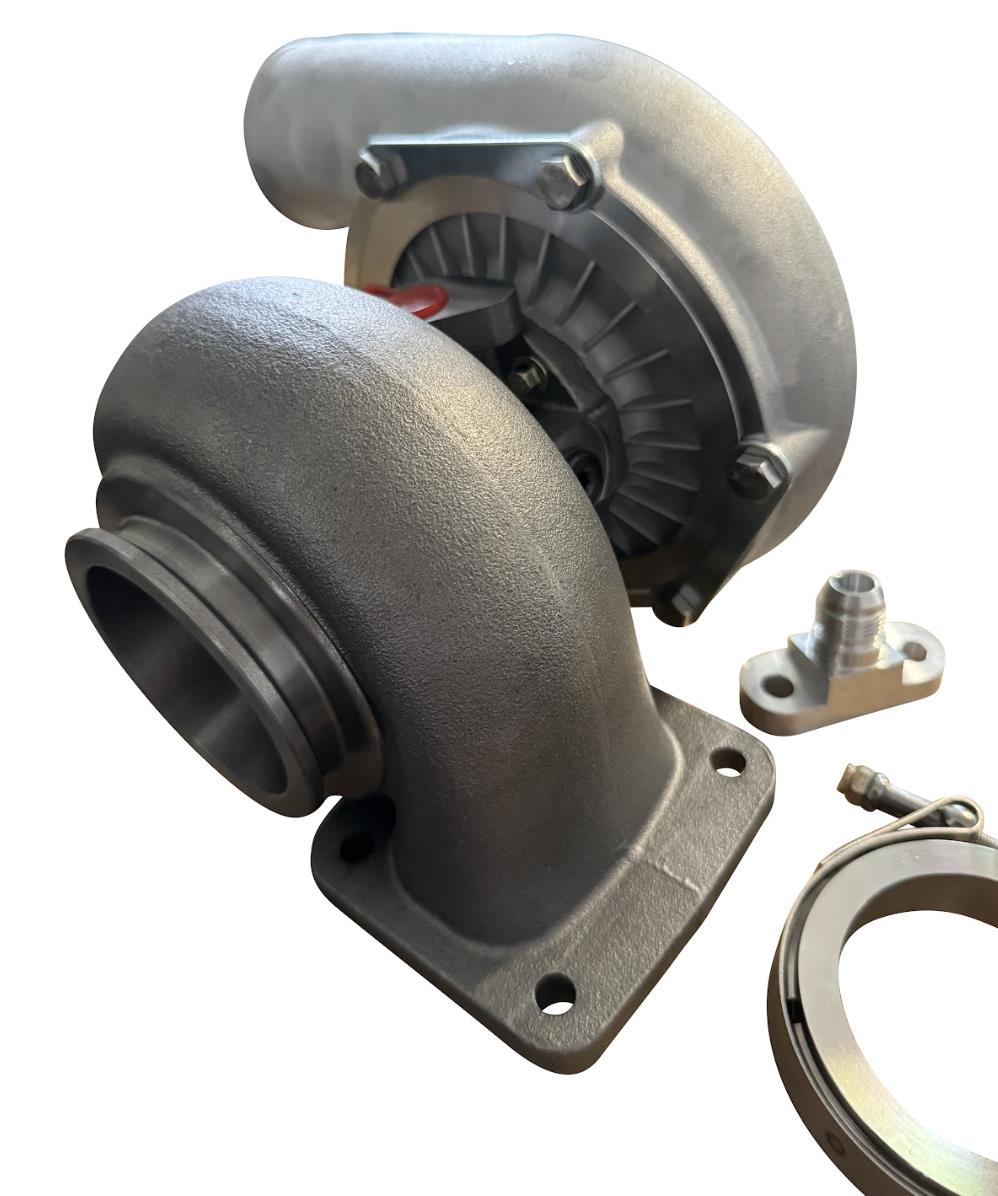 JackSpania Racing 6766 Journal Bearing Billet Wheel Turbo with T3 T4 .81 A/R turbine housing and V-band clamp, engine parts.