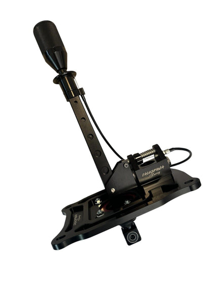 JackSpania Racing billet short shifter with lockout for Nissan 370Z Z34, transmission part with sleek metallic finish.