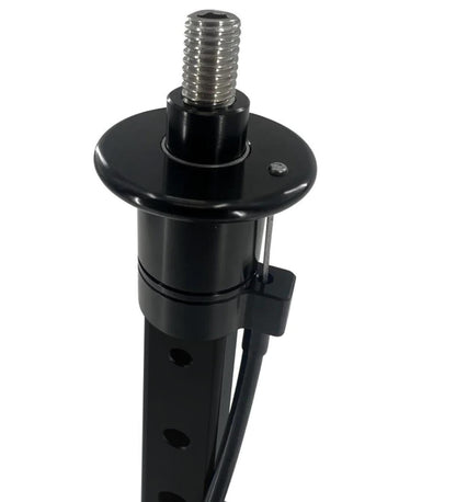 JackSpania Racing billet short shifter with lockout for Nissan 370Z Z34 transmission, featuring a sleek black shift knob.