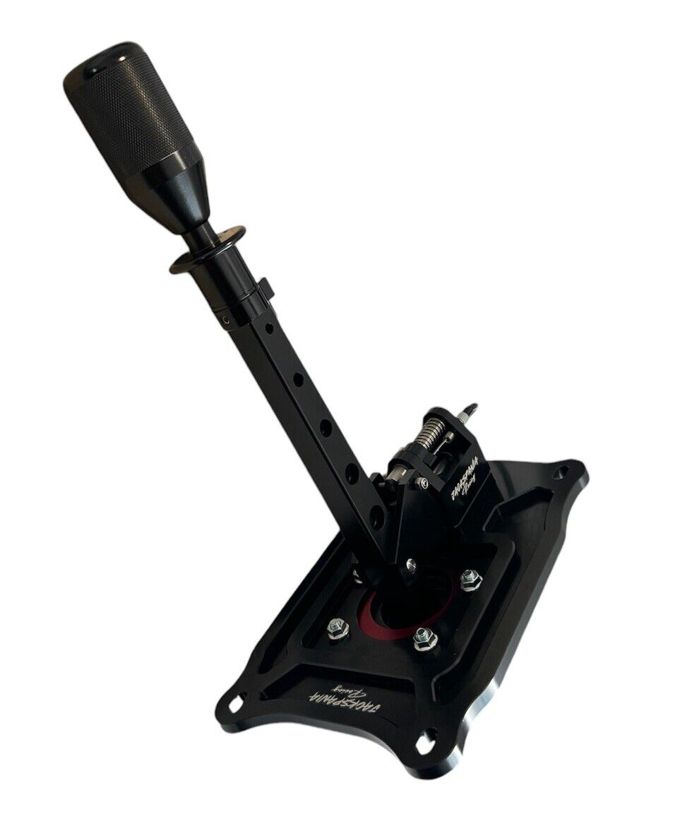 JackSpania Racing billet short shifter with lockout for Nissan 370Z Z34 transmission, featuring a sleek design and precise fit.