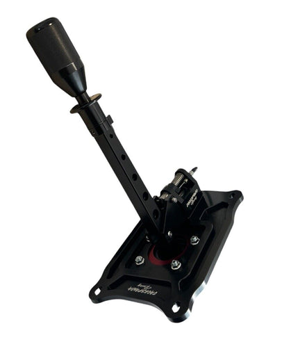 JackSpania Racing billet short shifter with lockout for Nissan 370Z Z34 transmission, featuring a sleek design and precise fit.