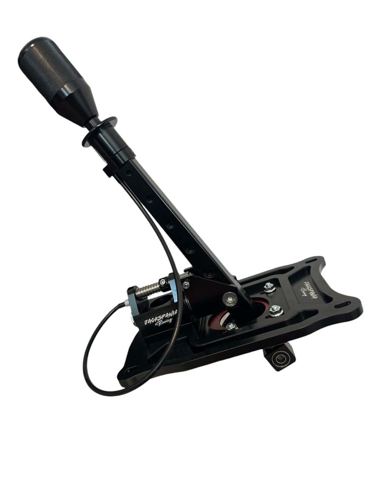 JackSpania Racing billet short shifter with lockout knob for Nissan 370Z Z34, designed for precise transmission shifting.