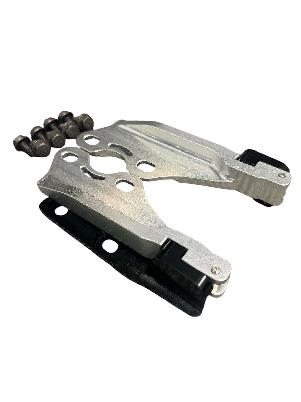 Billet quick hood hinge release latch bracket for Nissan 240SX S13 engine, made by JackSpania Racing.