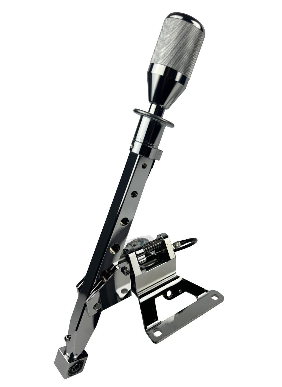 Polished billet race spec B Series D Series shifter box lockout for Integra and BMW transmission, by JackSpania Racing.