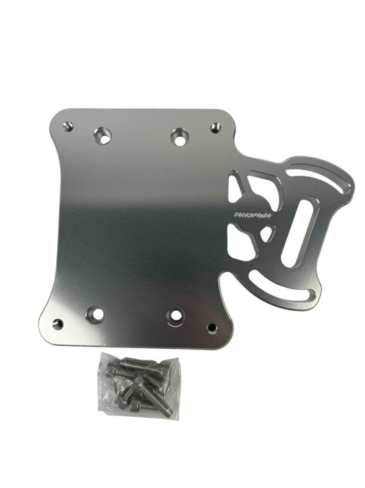 JackSpania Racing billet staging brake mounting plate for B Series, J Series, TSX, and Accord shifter boxes in AWD transmission systems.