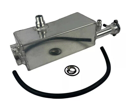 Aluminum coolant reservoir tank for BMW E46 E53 E83 323i 325i 328i 330i M52 M54 engine, by JackSpania Racing.