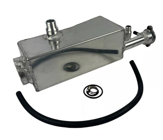 Aluminum coolant reservoir tank for BMW E46 E53 E83 323i 325i 328i 330i M52 M54 engine, by JackSpania Racing.
