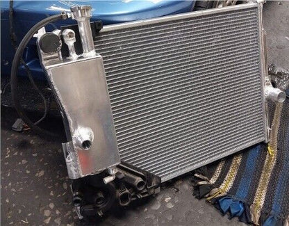 Aluminum coolant reservoir tank for BMW E46 E53 E83 323i 325i 328i 330i M52 M54 engine, by JackSpania Racing.