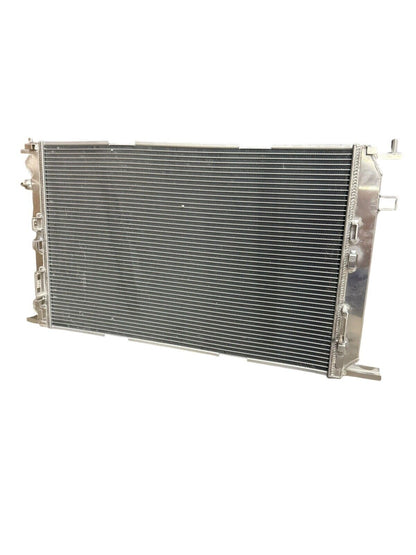 JackSpania Racing aluminum heat exchanger radiator for Audi A4, A5, A6, Q5 B8, S4, and S5 engine cooling system.