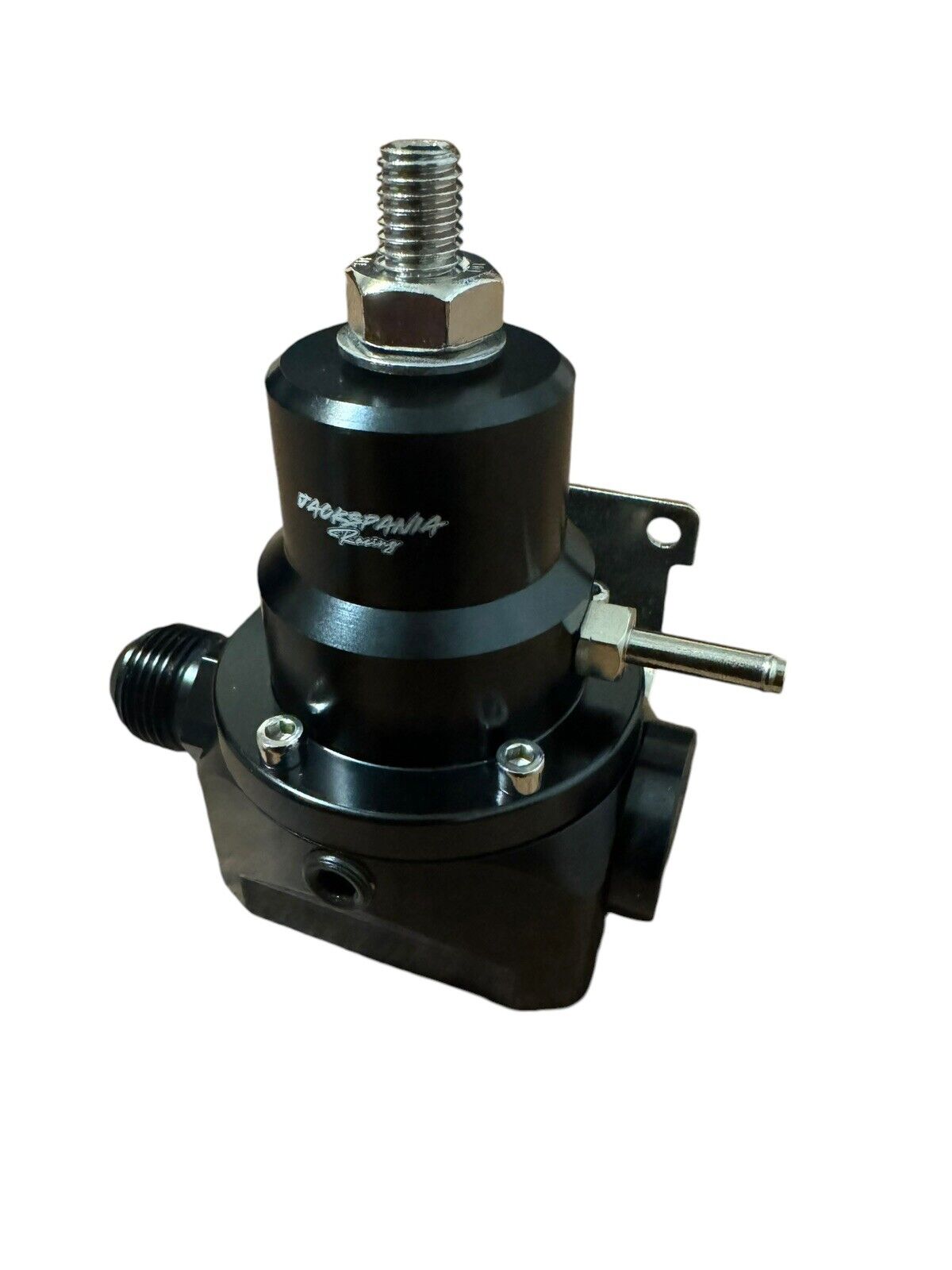 JackSpania Racing adjustable fuel pressure regulator gauge with EFI bypass, AN10 fitting for E85 fuel systems, 60-80 PSI.