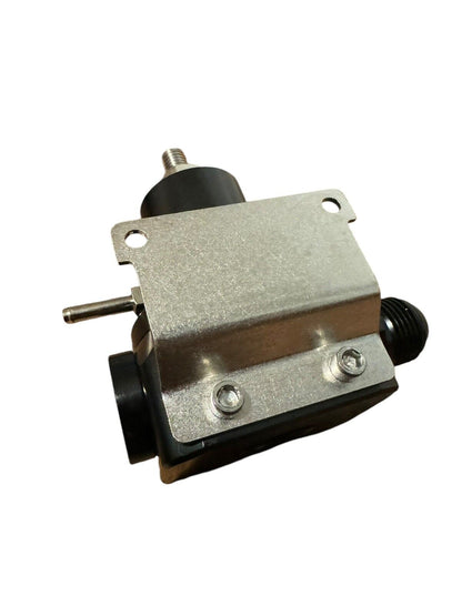 JackSpania Racing adjustable fuel pressure regulator gauge with E85 compatibility, 10AN fittings, for engine fuel system tuning.