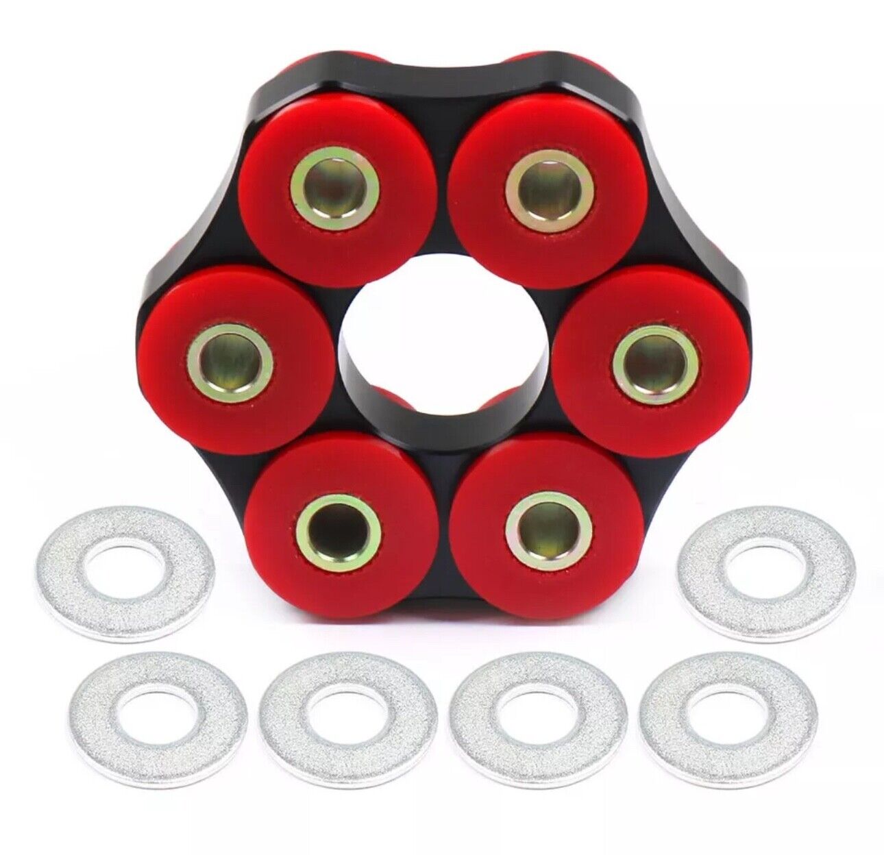 BMW E30 E36 E46 M3 transmission flex disc drive shaft mount by JackSpania Racing, featuring polyurethane and 96mm LK size.