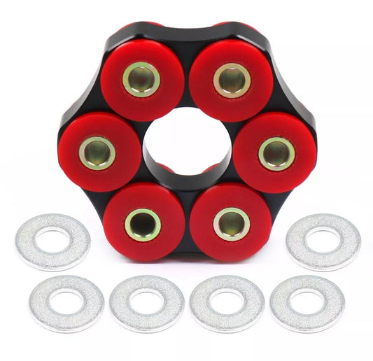 BMW E30 E36 E46 M3 transmission flex disc drive shaft mount by JackSpania Racing, featuring polyurethane and 96mm LK size.
