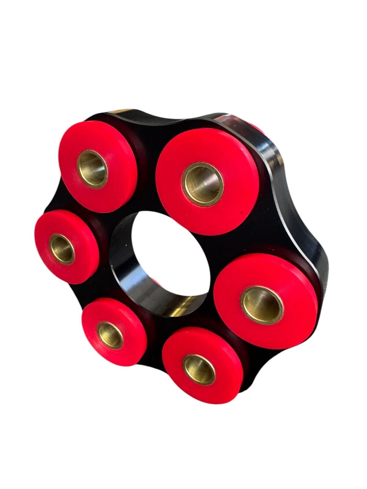 BMW E30 E36 E46 M3 transmission flex disc drive shaft mount by JackSpania Racing, with polyurethane material and 96mm LK and 12mm size.