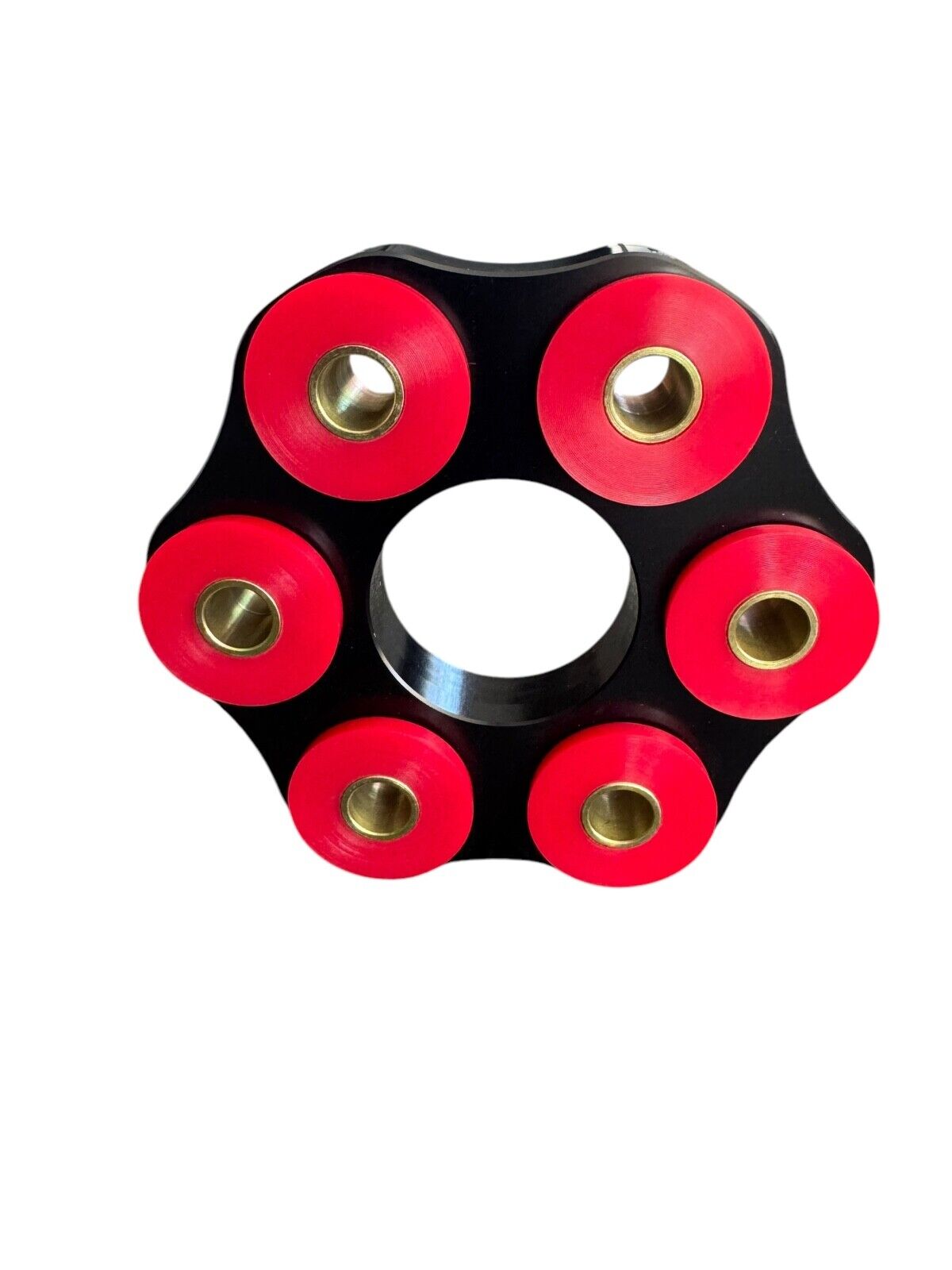 BMW E30 E36 E46 M3 transmission flex disc drive shaft mount by JackSpania Racing, polyurethane, LK=96mm, 12mm diameter.