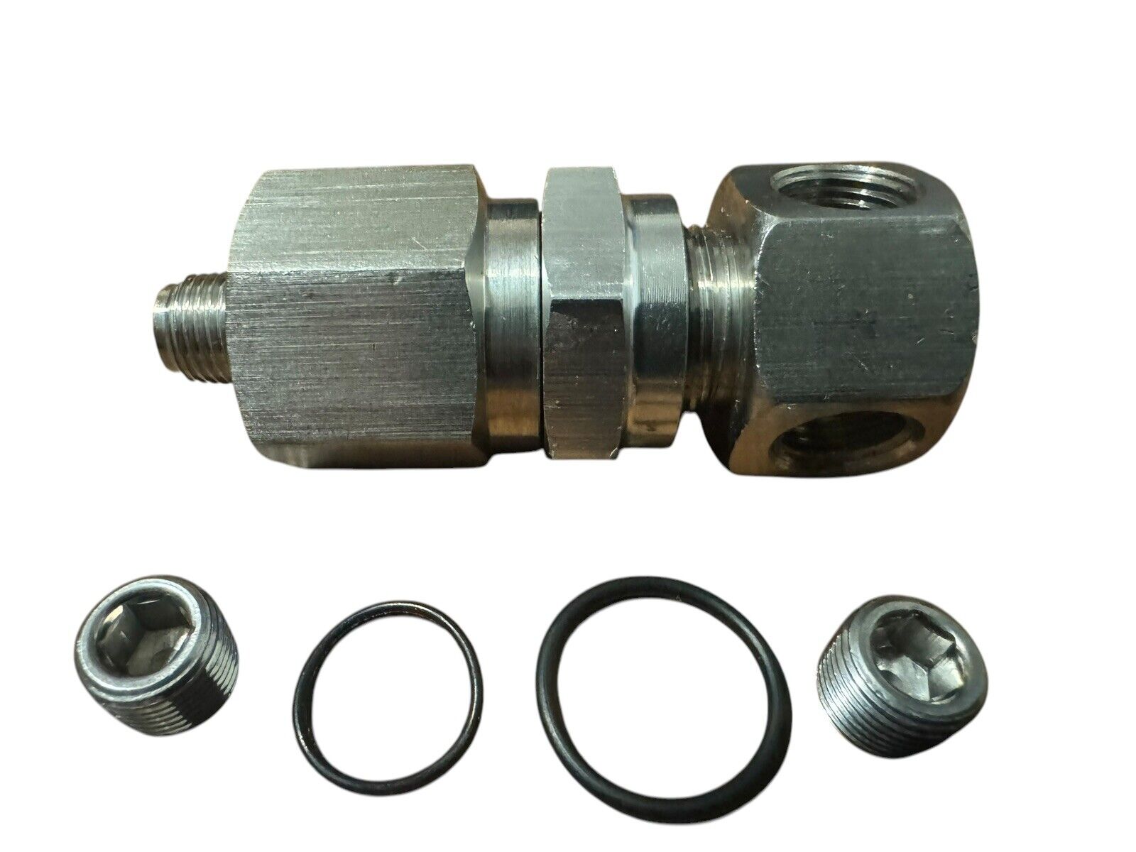 JackSpania Racing K Series oil pressure sensor adapter with 1/8NPT threads for Honda K20 and K24 engine parts.