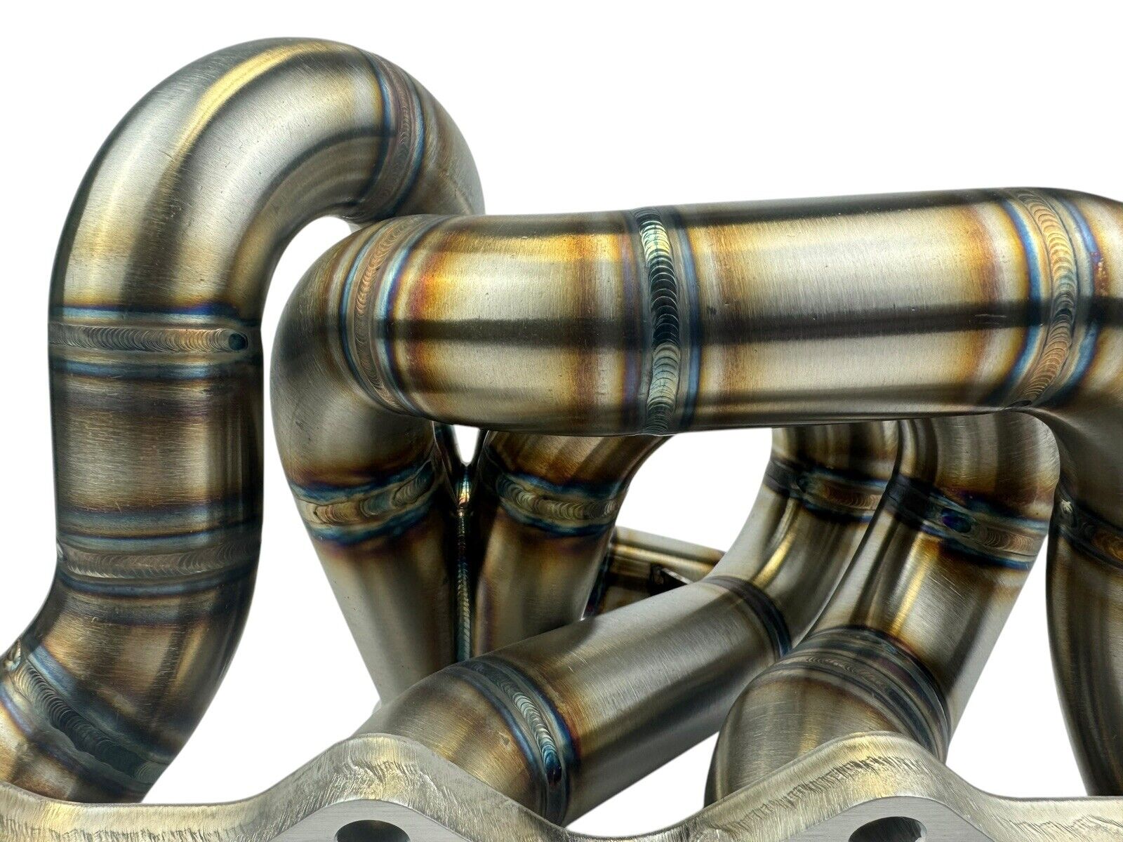 316SS tubular turbo manifold for Evo 7-9 with 44mm V-band wastegate, compatible with G25 G30 Garrett turbos, by JackSpania Racing