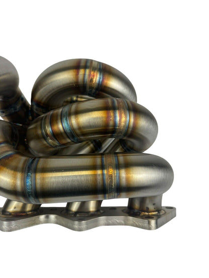 JackSpania Racing 316SS tubular turbo manifold for Evo 7-9 with 44mm wastegate, V-band, suitable for G25 G30 turbochargers