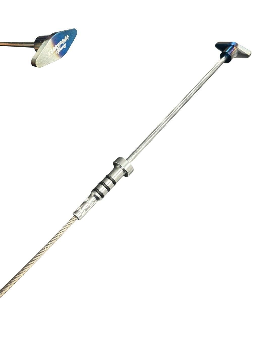 Billet B Series oil dipstick for Honda Acura B16 B18 VTEC engine from JackSpania Racing, showing the metal dipstick with engraved markings.