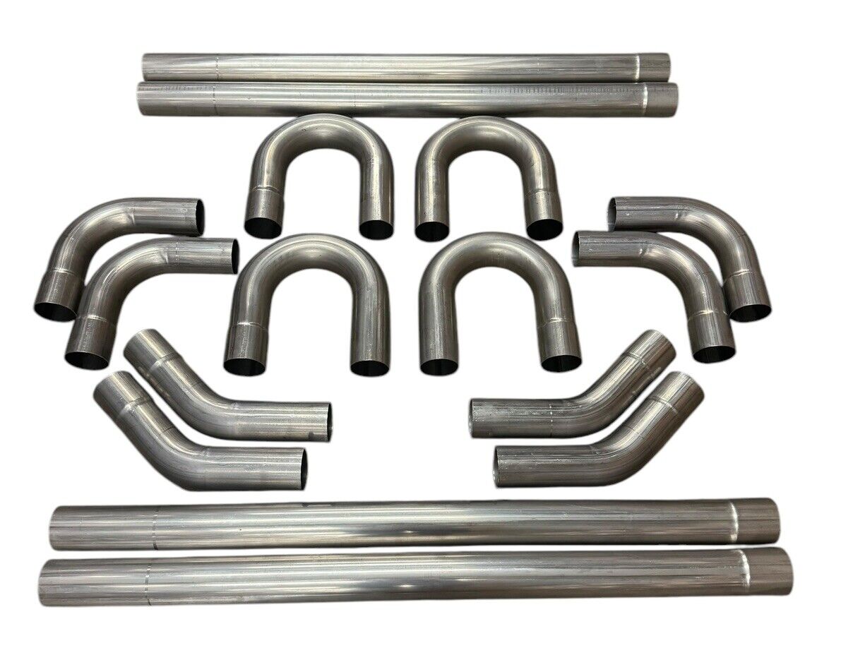 JackSpania Racing stainless steel exhaust manifold tubing, 3-inch mandrel bent piping, 18 gauge straight and bent exhaust parts