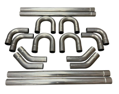 JackSpania Racing stainless steel exhaust manifold tubing, 3-inch mandrel bent piping, 18 gauge straight and bent exhaust parts
