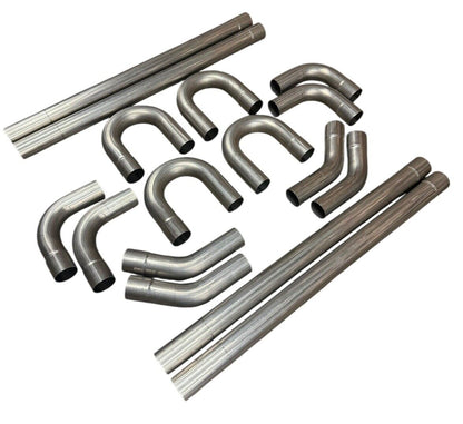 JackSpania Racing stainless steel exhaust manifold tubing, 3-inch diameter, straight and bent mandrel piping, 18 gauge SS exhaust parts